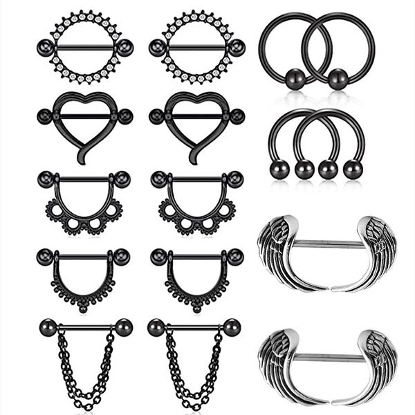 8pairs/lot rhinestone heart nipple rings stainless steel barbell opal breast shield piercing body jewelry for women punctures 14g, Silver
8pairs/lot rhinestone heart nipple rings stainless steel barbell opal breast shield piercing body jewelry for women punctures 14g, Silver