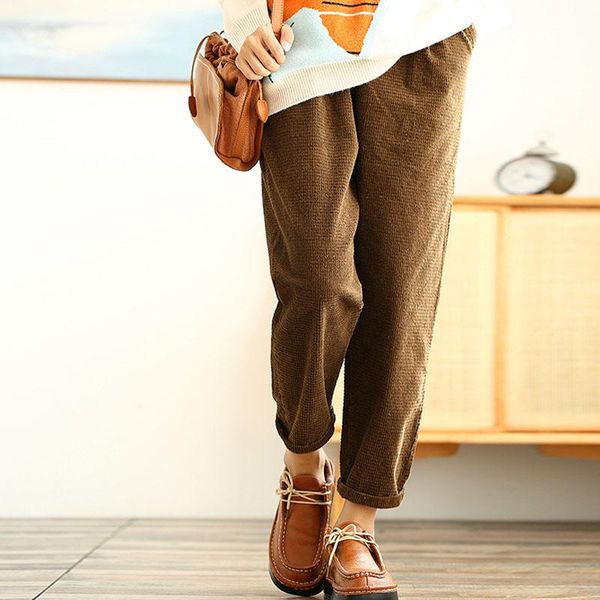 women's pants & capris johnature 2021 autumn winter corduroy full length elastic waist leisure harem simple comfortable all-match women, Black;white
women's pants & capris johnature 2021 autumn winter corduroy full length elastic waist leisure harem simple comfortable all-match women, Black;white