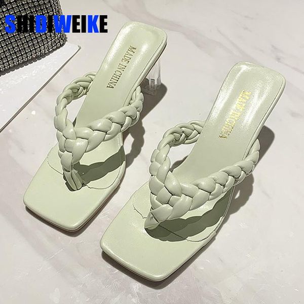 ladies fashion high heels slippers pu leather weave women square toe slipper flip flop women's casual shoes female 2021 summer, Black
ladies fashion high heels slippers pu leather weave women square toe slipper flip flop women's casual shoes female 2021 summer, Black