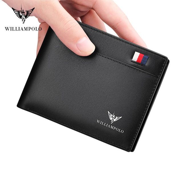 wallets williampolo men's slim wallet genuine leather mini purse casual design fashion brand short small pouch gift 181342, Red;black 
wallets williampolo men's slim wallet genuine leather mini purse casual design fashion brand short small pouch gift 181342, Red;black