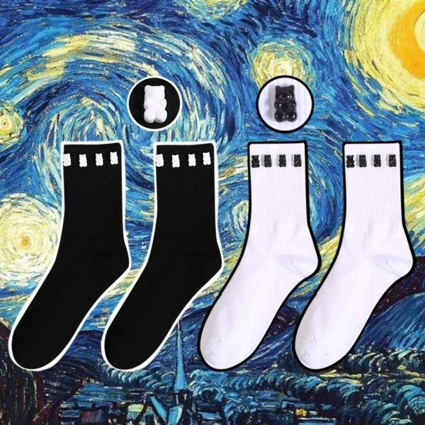 white bear socks medium tube women wear damp white pure cotton thin spring and autumn long street black, Black;white
white bear socks medium tube women wear damp white pure cotton thin spring and autumn long street black, Black;white