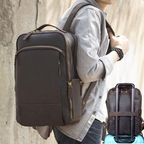backpack luufan crazy horse genuine leather mans big capacity 15" lapdaypack cow school bag male travel
backpack luufan crazy horse genuine leather mans big capacity 15" lapdaypack cow school bag male travel