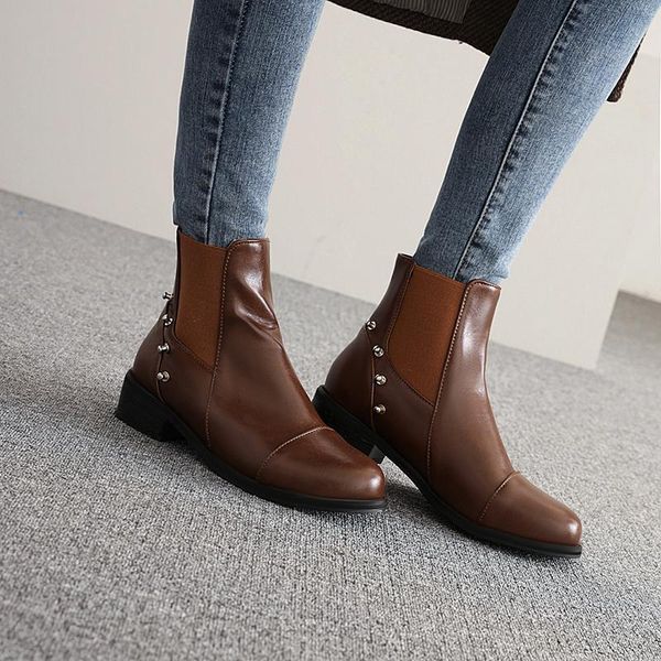 boots street style round toe ankle fashion elastic rivets black brown red medium with thick heel motorcycle women's shoes
boots street style round toe ankle fashion elastic rivets black brown red medium with thick heel motorcycle women's shoes