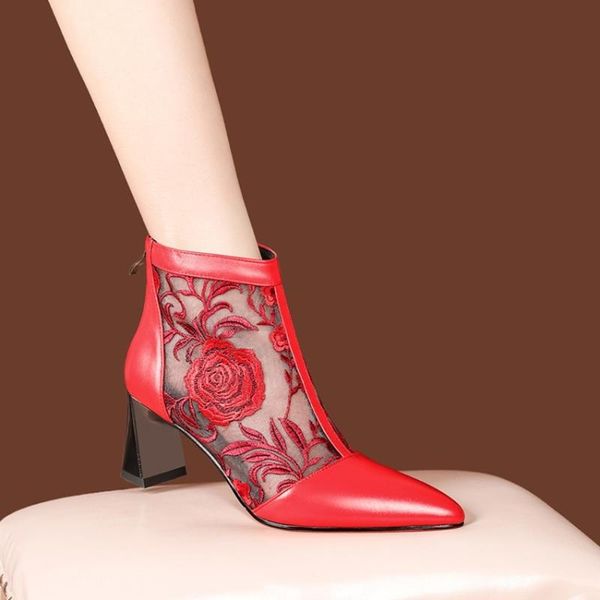 boots womens pointy toe embroidery floral mesh ankle high heel shoes real leather summer breathable black red 2021
boots womens pointy toe embroidery floral mesh ankle high heel shoes real leather summer breathable black red 2021
