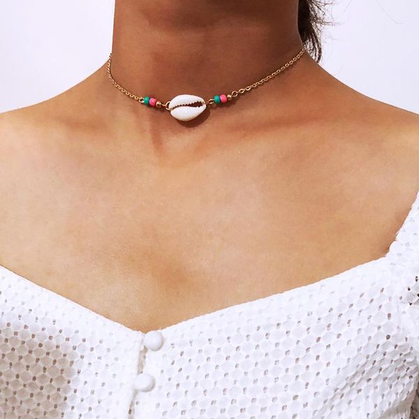 cross-border ornaments simple l shellfish chain female personality bead hand-made neck choker chokers, Golden;silver
cross-border ornaments simple l shellfish chain female personality bead hand-made neck choker chokers, Golden;silver
