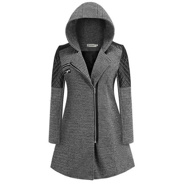 women's wool & blends autumn/winter long hooded loose-fitting coat clothing spliced zipper gray women kkha, Black
women's wool & blends autumn/winter long hooded loose-fitting coat clothing spliced zipper gray women kkha, Black
