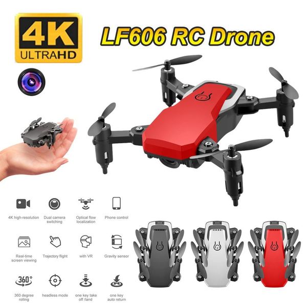 

LF606 Wifi FPV Foldable RC Drone with 4K HD Camera Follow Altitude Hold 3D Flips Headless RC Helicopter Mini Aircraft Kids Toys, Black no camera 1ba