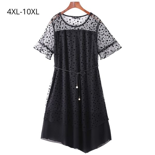 dresses plus size10xl 8xl 6xl 4xl flare sleeve summer dress black dot mesh irregular hem elegant ladies slim dresses for mujer, Black;gray
dresses plus size10xl 8xl 6xl 4xl flare sleeve summer dress black dot mesh irregular hem elegant ladies slim dresses for mujer, Black;gray