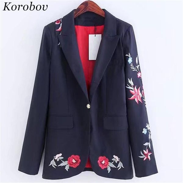 women's suits & blazers korobov 2021 auttum fashion pockets korean women blazer flower embroidery ol single button coats 76167, White;black
women's suits & blazers korobov 2021 auttum fashion pockets korean women blazer flower embroidery ol single button coats 76167, White;black