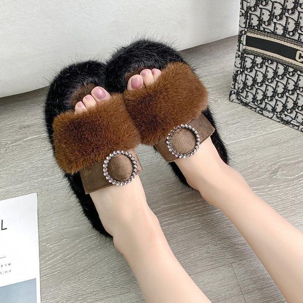 slippers women's fur household furry flat sandals female cute fluffy korean style comfortable all-match large size shoes ieji, Black
slippers women's fur household furry flat sandals female cute fluffy korean style comfortable all-match large size shoes ieji, Black