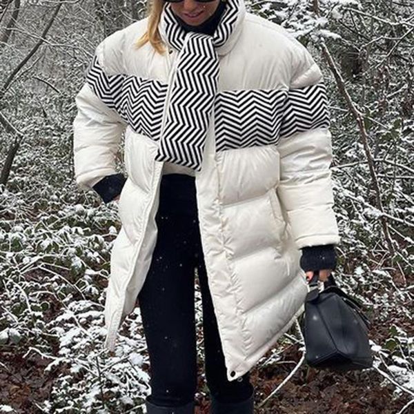 women's down & parkas fashion winter women elegant stand collar patchwork coats striped printed cotton jackets ladies, Black
women's down & parkas fashion winter women elegant stand collar patchwork coats striped printed cotton jackets ladies, Black