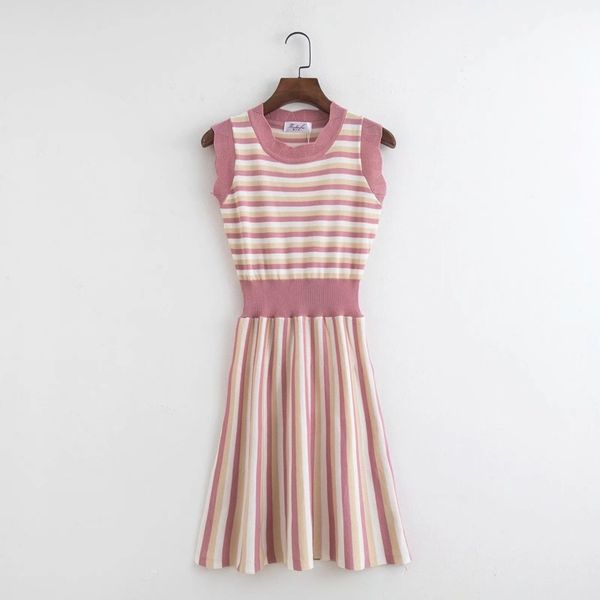 pink red striped knitted sleeveless sarafan tank o neck knee length dress summer elegant d0701 210514, Black;gray
pink red striped knitted sleeveless sarafan tank o neck knee length dress summer elegant d0701 210514, Black;gray
