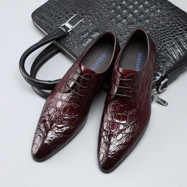 alligator pattern genuine leather men's dress shoes handmade office business wedding luxury lace up formal oxfords g259, Black
alligator pattern genuine leather men's dress shoes handmade office business wedding luxury lace up formal oxfords g259, Black