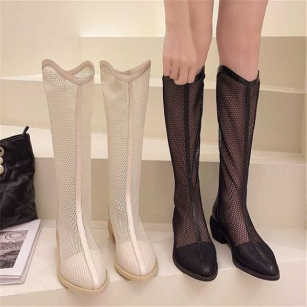 boots summer casual fashion women breathable hollow mesh long black beige pointed toe zipper knee-high botas mujer
boots summer casual fashion women breathable hollow mesh long black beige pointed toe zipper knee-high botas mujer
