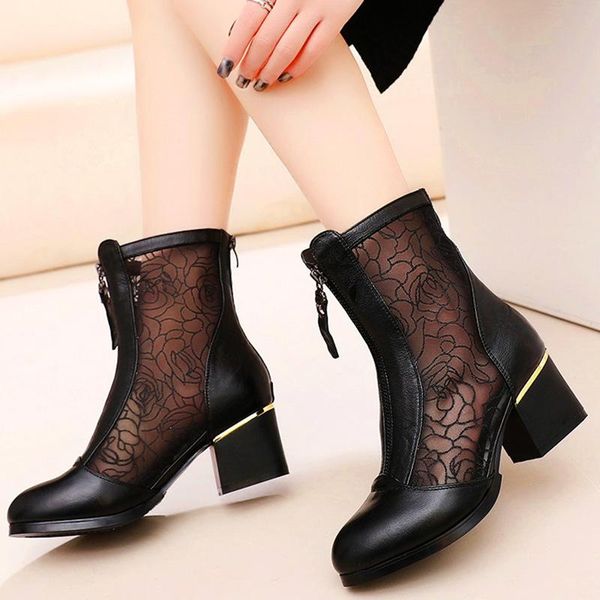boots high-quality genuine leather female spring and summer cutout mesh high-heeled women's shoes, Black
boots high-quality genuine leather female spring and summer cutout mesh high-heeled women's shoes, Black