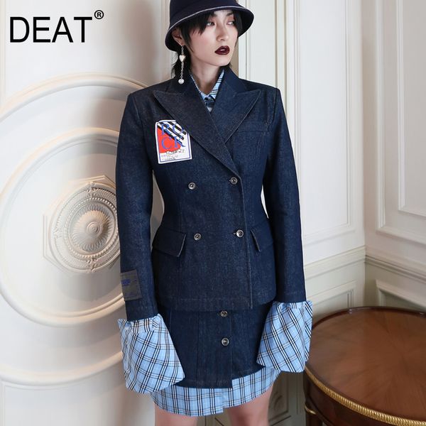 notched double breasted long sleeve high waist shape solid dark blue denim blazer jackets for women spring gx208 210421, White;black
notched double breasted long sleeve high waist shape solid dark blue denim blazer jackets for women spring gx208 210421, White;black