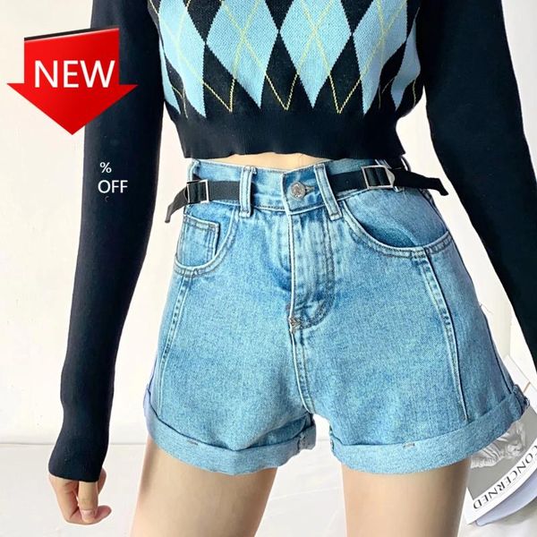 women's jeans shorts 2021 summer high waist retro workwear a- line slimming belt adjustable curling pants, Blue
women's jeans shorts 2021 summer high waist retro workwear a- line slimming belt adjustable curling pants, Blue