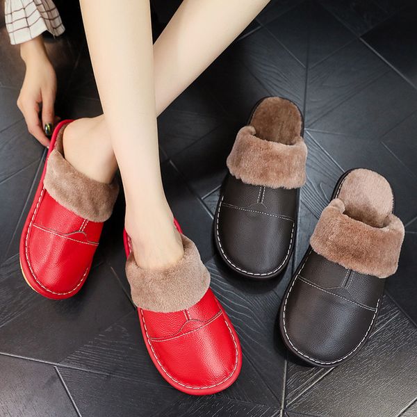 winter warm leather home men's and women's thick bottom anti-skid indoor couple cotton slippers, Black
winter warm leather home men's and women's thick bottom anti-skid indoor couple cotton slippers, Black