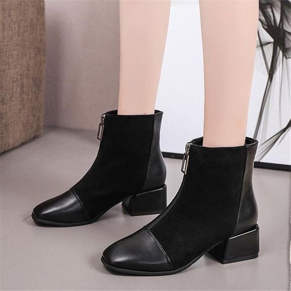 boots 2021 autumn wild thick with short winter front zipper ladies plus cotton comfortable round head pu snow, Black
boots 2021 autumn wild thick with short winter front zipper ladies plus cotton comfortable round head pu snow, Black