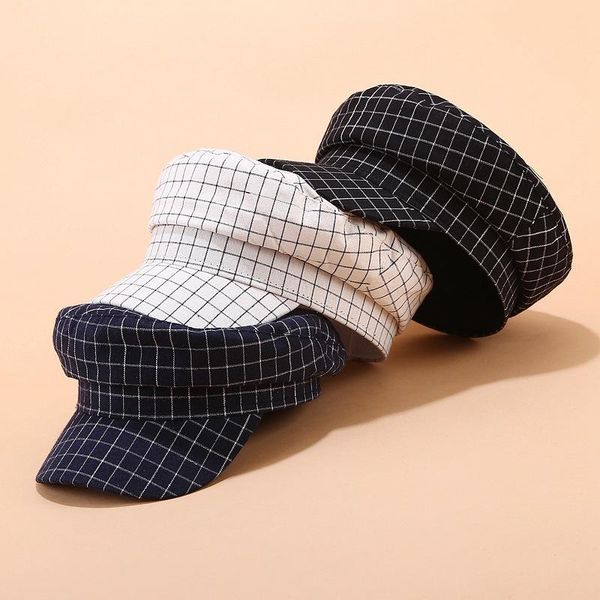 berets women fashion lattice military hats spring and autumn beret navy flat cap tain bone cadet hat sboy caps female z117, Blue;gray 
berets women fashion lattice military hats spring and autumn beret navy flat cap tain bone cadet hat sboy caps female z117, Blue;gray