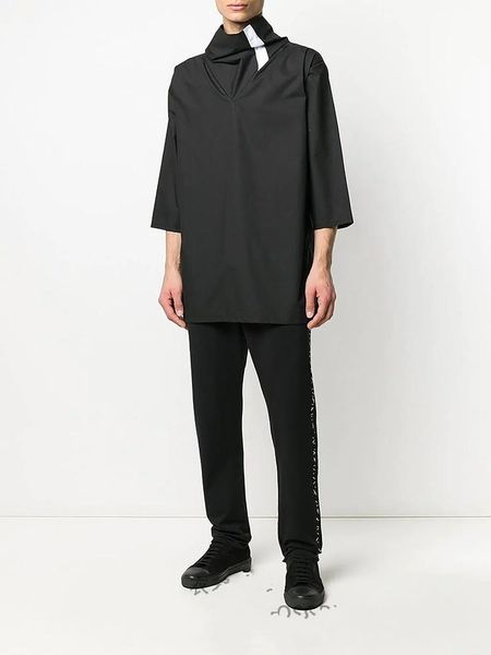 men's t-shirts design original of large size loose collar splicing medium sleeve thin shirt, White;black
men's t-shirts design original of large size loose collar splicing medium sleeve thin shirt, White;black