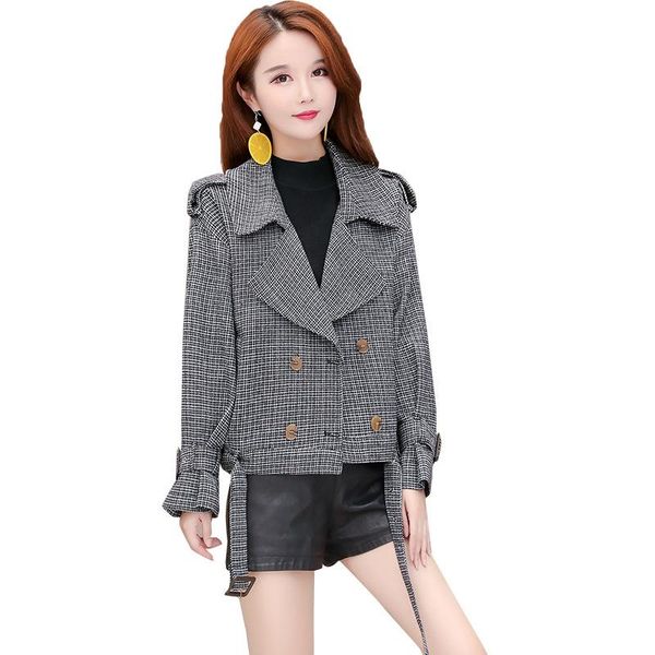 women's jackets double-breasted plaid jacket autumn 2021 fashion korean suit collar slim slimming temperament female coat l849, Black;brown
women's jackets double-breasted plaid jacket autumn 2021 fashion korean suit collar slim slimming temperament female coat l849, Black;brown