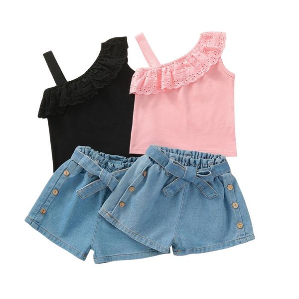 clothing sets 2pcs kids summer tracksuit set girls lace flounce sleeveless vest + elastic waist denim shorts children 18 months to 6 years, White
clothing sets 2pcs kids summer tracksuit set girls lace flounce sleeveless vest + elastic waist denim shorts children 18 months to 6 years, White