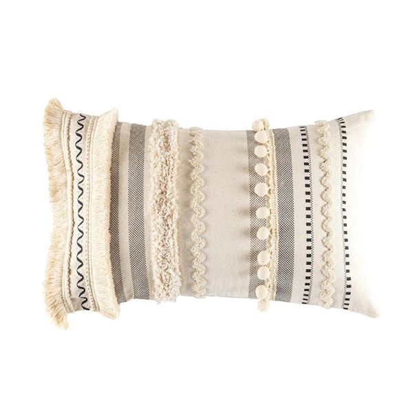 pillow case moroccan tufted embroidery lumbar bohemian tassel pom poms geometric striped decorative cushion cover
pillow case moroccan tufted embroidery lumbar bohemian tassel pom poms geometric striped decorative cushion cover