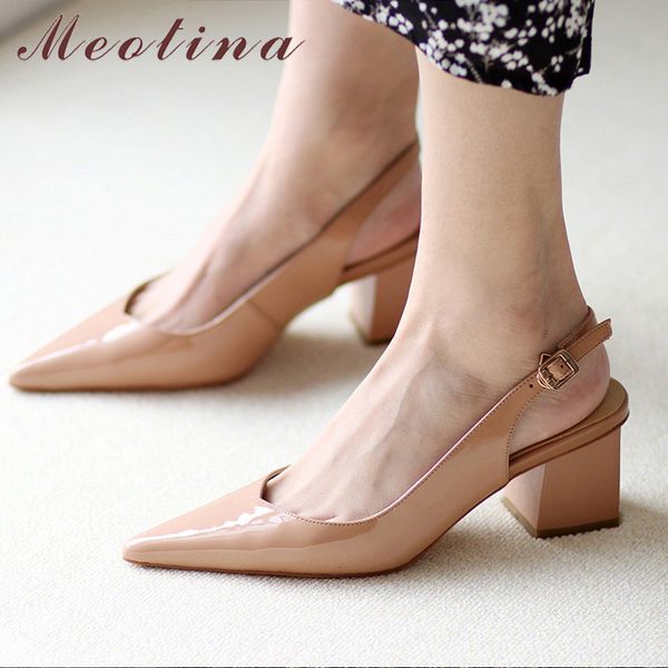 meotina high heel women pumps genuine leather chunky heels slingbacks shoes pointed toe buckle strap shoes dress footwear 33-40 210520, Black
meotina high heel women pumps genuine leather chunky heels slingbacks shoes pointed toe buckle strap shoes dress footwear 33-40 210520, Black
