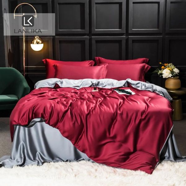 bedding sets lanlika women noble red gray 100% silk set soft double bed duvet cover flat sheet king linen home textile
bedding sets lanlika women noble red gray 100% silk set soft double bed duvet cover flat sheet king linen home textile