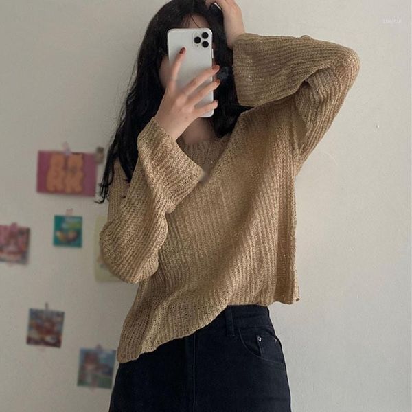 women's sweaters women casual ice silk hollow knitted pullover female lazy loose outer wear long sleeve thin sweater, White;black
women's sweaters women casual ice silk hollow knitted pullover female lazy loose outer wear long sleeve thin sweater, White;black
