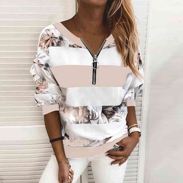 40 vintage plus size womens shirt striped print stitching zipper long sleeve pullover tee shirts blusas mujer de moda, White
40 vintage plus size womens shirt striped print stitching zipper long sleeve pullover tee shirts blusas mujer de moda, White