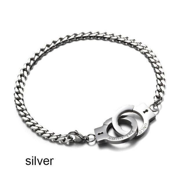 link, chain party prom jewelry bracelet for women hip hop rock simple style metal handcuffs men, Black
link, chain party prom jewelry bracelet for women hip hop rock simple style metal handcuffs men, Black