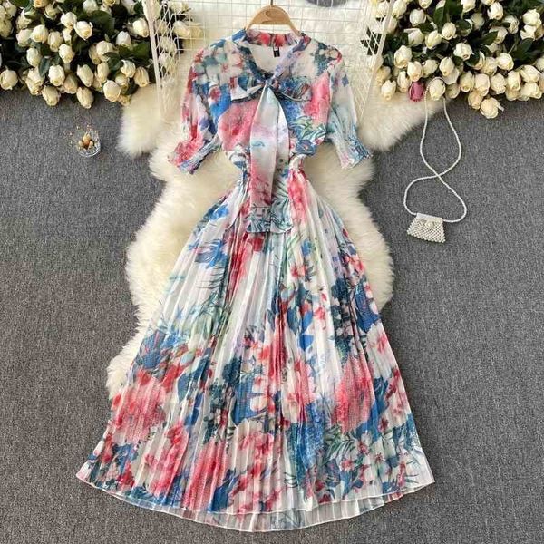 french dress goddess fan elegant printing light chiffon sweet bow tie slim mid-length pleated skirt 210525, Black;gray
french dress goddess fan elegant printing light chiffon sweet bow tie slim mid-length pleated skirt 210525, Black;gray
