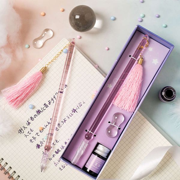 handmade glass pen box, gold powder, ink , student's jitter with the same tiktok dipping .
handmade glass pen box, gold powder, ink , student's jitter with the same tiktok dipping .