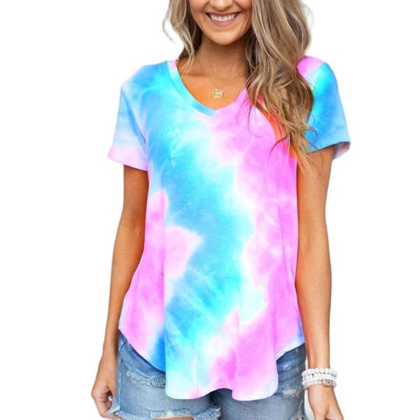 women's t-shirt 2021 summer european and american gradient color tie-dye short sleeve loose top, White
women's t-shirt 2021 summer european and american gradient color tie-dye short sleeve loose top, White