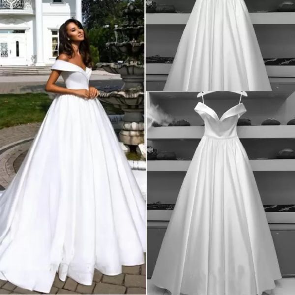 elegant satin wedding dresses bridal gown sweep train a line custom made plus size beach off the shoulder sleeveless garden vestido de novia, White
elegant satin wedding dresses bridal gown sweep train a line custom made plus size beach off the shoulder sleeveless garden vestido de novia, White