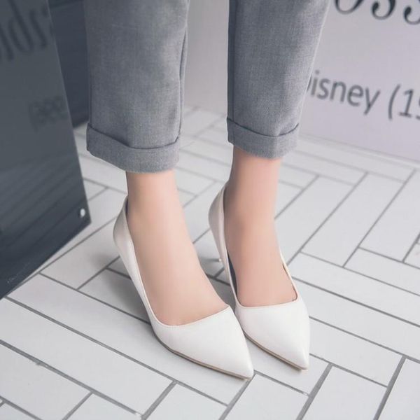 dress shoes oversized ladies high heels women woman pumps baitao pointed, shallow, thin-heeled high-heeled, Black