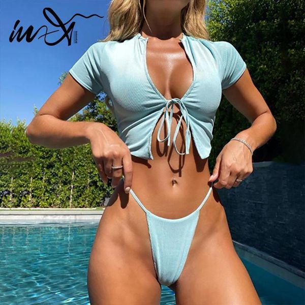 women's swimwear in-x brazilian thong bikini short sleeves female blue ribbed swimsuit women knot bathing suit high neck biquini 8nr2, White;black
women's swimwear in-x brazilian thong bikini short sleeves female blue ribbed swimsuit women knot bathing suit high neck biquini 8nr2, White;black