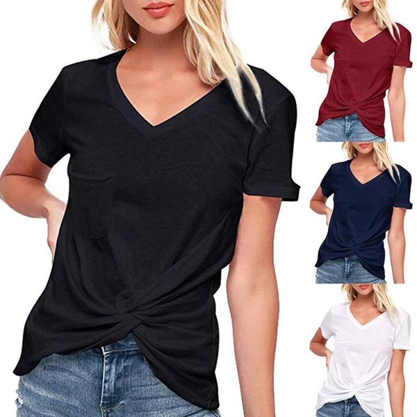 women's t-shirt summer women v-neck short sleeve slim fashion casual solid folds pullover, White
women's t-shirt summer women v-neck short sleeve slim fashion casual solid folds pullover, White