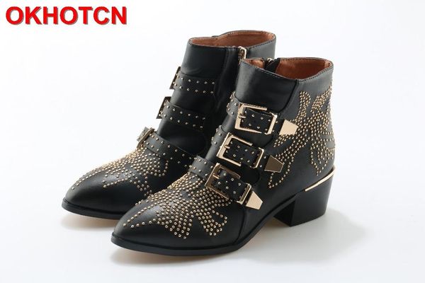 boots rivets studded booties buckle straps genuine leather women ankle thick med square heel motorcycle woman riding, Black
boots rivets studded booties buckle straps genuine leather women ankle thick med square heel motorcycle woman riding, Black