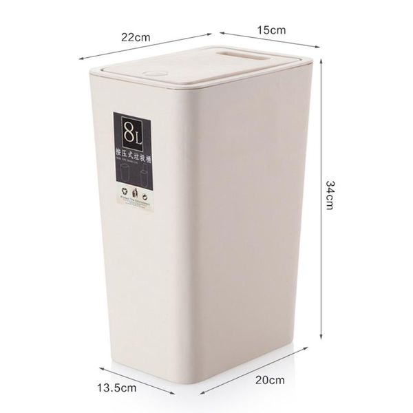 waste bins 8l plastic trash can pressing cover home kitchen office bin dss899