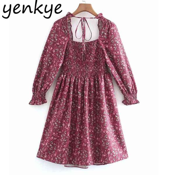 women backless floral print mini square neck long sleeve a-line knee length casual dress spring autumn vestido 210514, Black;gray
women backless floral print mini square neck long sleeve a-line knee length casual dress spring autumn vestido 210514, Black;gray