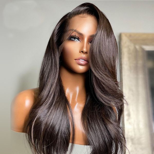 26inches deep part brown body wave 180% synthetic 13x4 lace front wig for women with baby hair synthetic hair preplucked daily, Black
26inches deep part brown body wave 180% synthetic 13x4 lace front wig for women with baby hair synthetic hair preplucked daily, Black