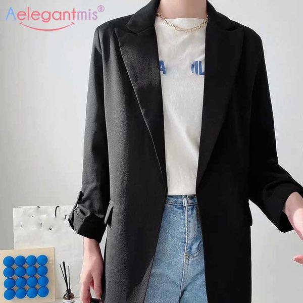 aelegantmis korean casual office lady women blazer jackets three quarter loose work suit coat vintage elegant outwear ol 210607, White;black
aelegantmis korean casual office lady women blazer jackets three quarter loose work suit coat vintage elegant outwear ol 210607, White;black