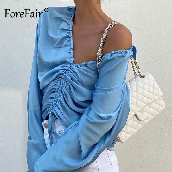 women's blouses & shirts forefair drawstring ruched long sleeve v neck women and fashion autumn club party silky satin crop, White
women's blouses & shirts forefair drawstring ruched long sleeve v neck women and fashion autumn club party silky satin crop, White