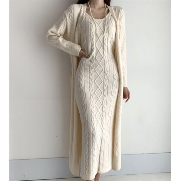 elegant fall winter thick knitted 2 piece set women twist long cardigan sweater coat +sleeveless dress suit ensemble femme 210514, White
elegant fall winter thick knitted 2 piece set women twist long cardigan sweater coat +sleeveless dress suit ensemble femme 210514, White