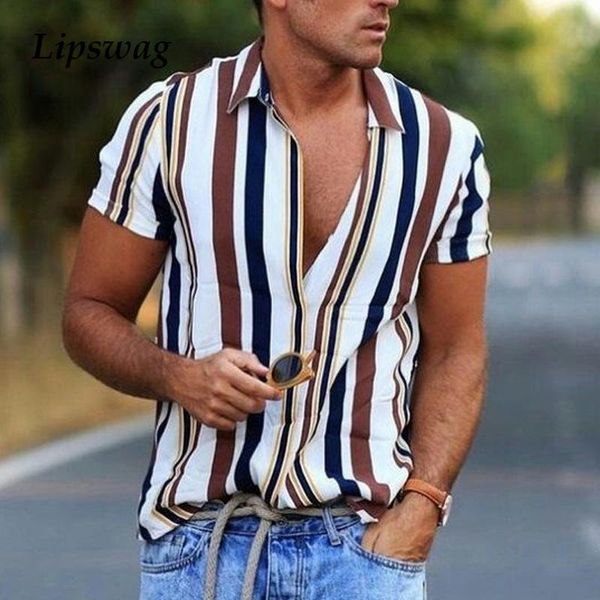 men's casual shirts short sleeve turn-down collar button men vintage striped print cardigan fashion mens shirt summer streetwear, White;black
men's casual shirts short sleeve turn-down collar button men vintage striped print cardigan fashion mens shirt summer streetwear, White;black