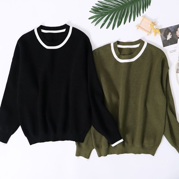 winter star the same solid color knit bottoming shirt women's o neck oversized pullover sweater female fashion 210520, White;black
winter star the same solid color knit bottoming shirt women's o neck oversized pullover sweater female fashion 210520, White;black