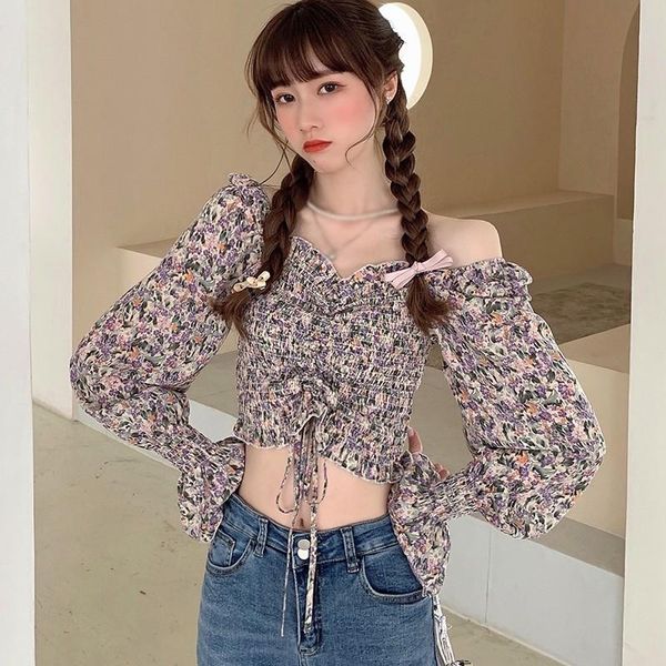 women's blouses & shirts jlong summer square collar pleated floral crop female chiffon long sleeve korean, White
women's blouses & shirts jlong summer square collar pleated floral crop female chiffon long sleeve korean, White